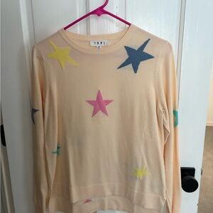 THML Women's Star Patterned Sweater - Cream, Pink, Yellow, Blue- XS
